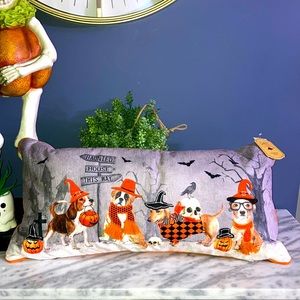 Halloween haunted house dog pillow